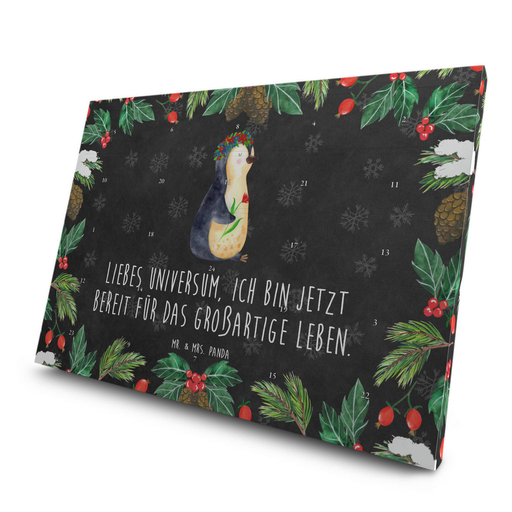 Tee Adventskalender Pinguin Blumen Adventskalender, Kerzen Adventskalender, Duftkerzen Adventskalender, Pinguin, Pinguine, Blumenkranz, Universum, Leben, Wünsche, Ziele, Lebensziele, Motivation, Lebenslust, Liebeskummer, Geschenkidee