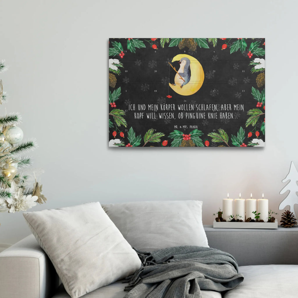 Tee Adventskalender Pinguin Mond Adventskalender, Kerzen Adventskalender, Duftkerzen Adventskalender, Pinguin, Pinguine, Spruch, schlafen, Nachtruhe, Einschlafen, Schlafzimmer, Schlafstörungen, Gästezimmer