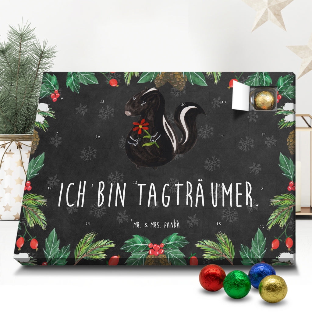 Schoko Adventskalender Stinktier Blume Adventskalender, Schokoladen Adventskalender, Schoko Adventskalender, Stinktier, Skunk, Wildtier, Raubtier, Stinker, Stinki, Tagträumer, verträumt, Dreams, Träume