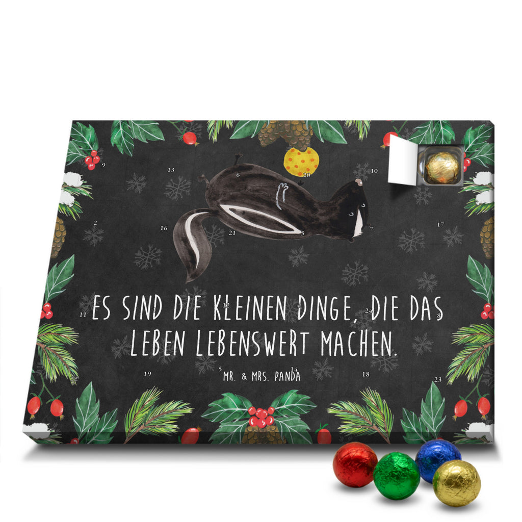 Schoko Adventskalender Stinktier Ball Adventskalender, Schokoladen Adventskalender, Schoko Adventskalender, Stinktier, Skunk, Wildtier, Raubtier, Stinker, Stinki, verspielt, Weisheit