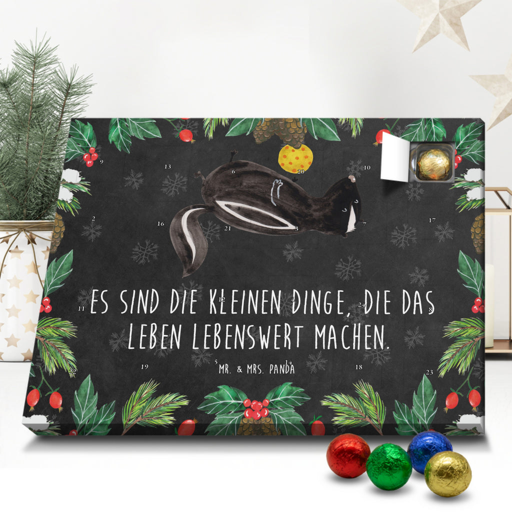 Schoko Adventskalender Stinktier Ball Adventskalender, Schokoladen Adventskalender, Schoko Adventskalender, Stinktier, Skunk, Wildtier, Raubtier, Stinker, Stinki, verspielt, Weisheit