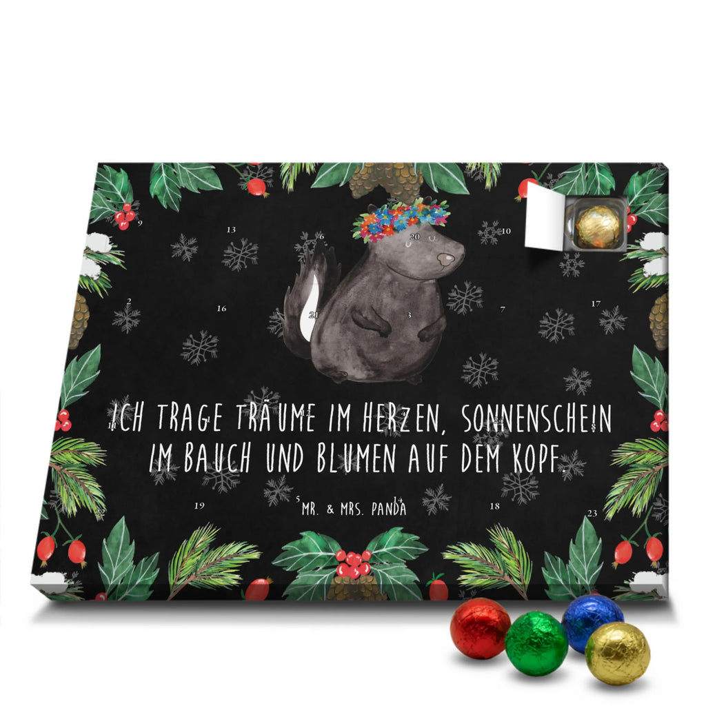 Schoko Adventskalender Stinktier Mädchen Adventskalender, Schokoladen Adventskalender, Schoko Adventskalender, Stinktier, Skunk, Wildtier, Raubtier, Stinker, Stinki, Yoga, Namaste, Lebe, Liebe, Lache