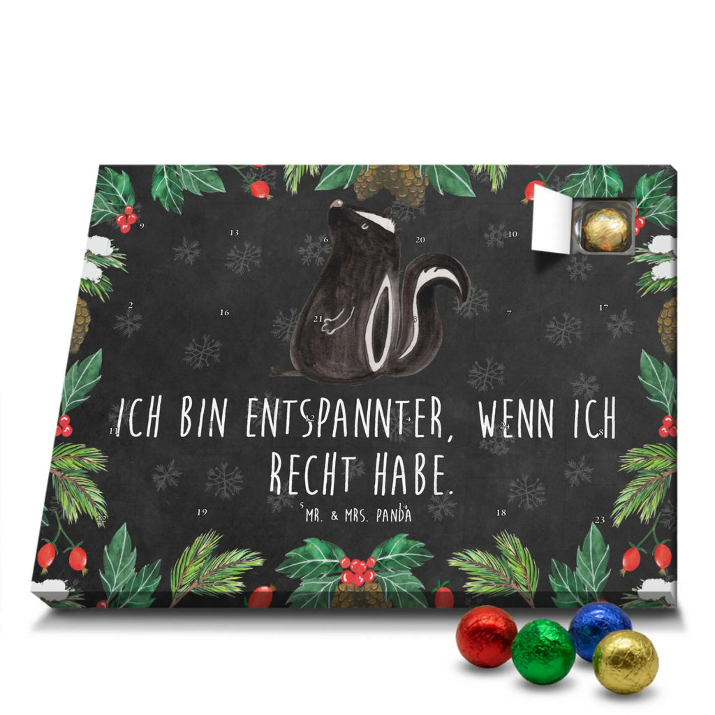 Schoko Adventskalender Stinktier Sitzen Adventskalender, Schokoladen Adventskalender, Schoko Adventskalender, Stinktier, Skunk, Wildtier, Raubtier, Stinker, Stinki, Spruch, Büro, Recht, Besserwisser