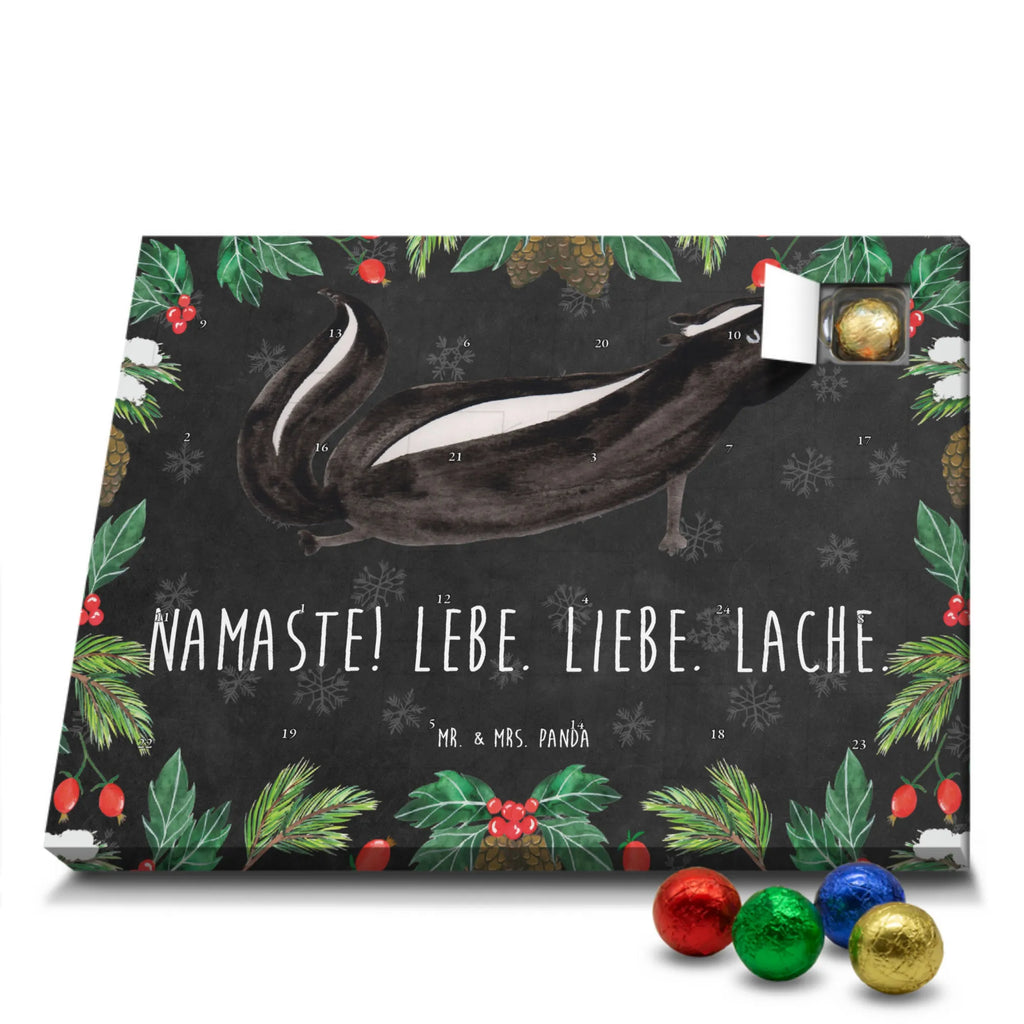 Schoko Adventskalender Stinktier Yoga Adventskalender, Schokoladen Adventskalender, Schoko Adventskalender, Stinktier, Skunk, Wildtier, Raubtier, Stinker, Stinki, Yoga, Namaste, Lebe, Liebe, Lache