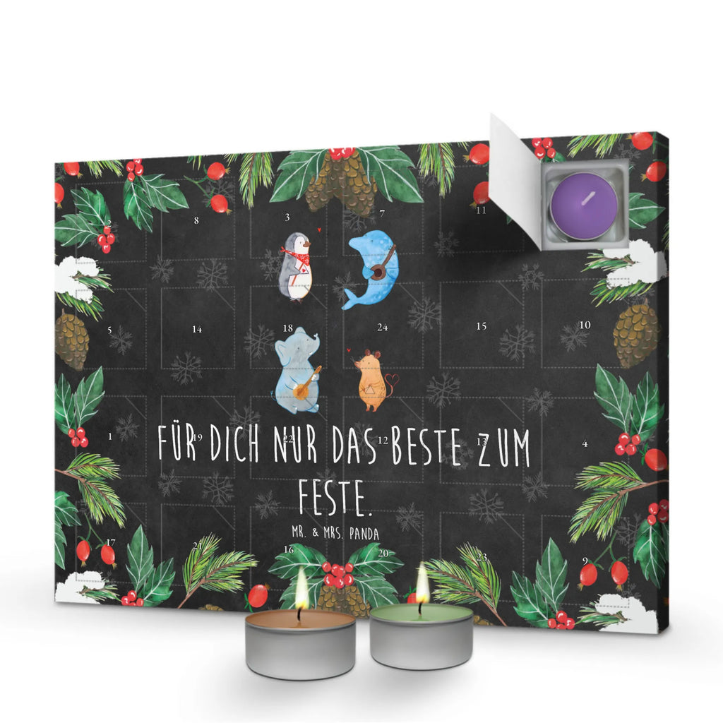 Duftkerzen Adventskalender Big Band Adventskalender, Kerzen Adventskalender, Duftkerzen Adventskalender, Tiermotive, Gute Laune, lustige Sprüche, Tiere, Hund, Pinguin, Maus, Elefant, Delfin, Gitarre, Band, Triangel, Musikanten, Musik