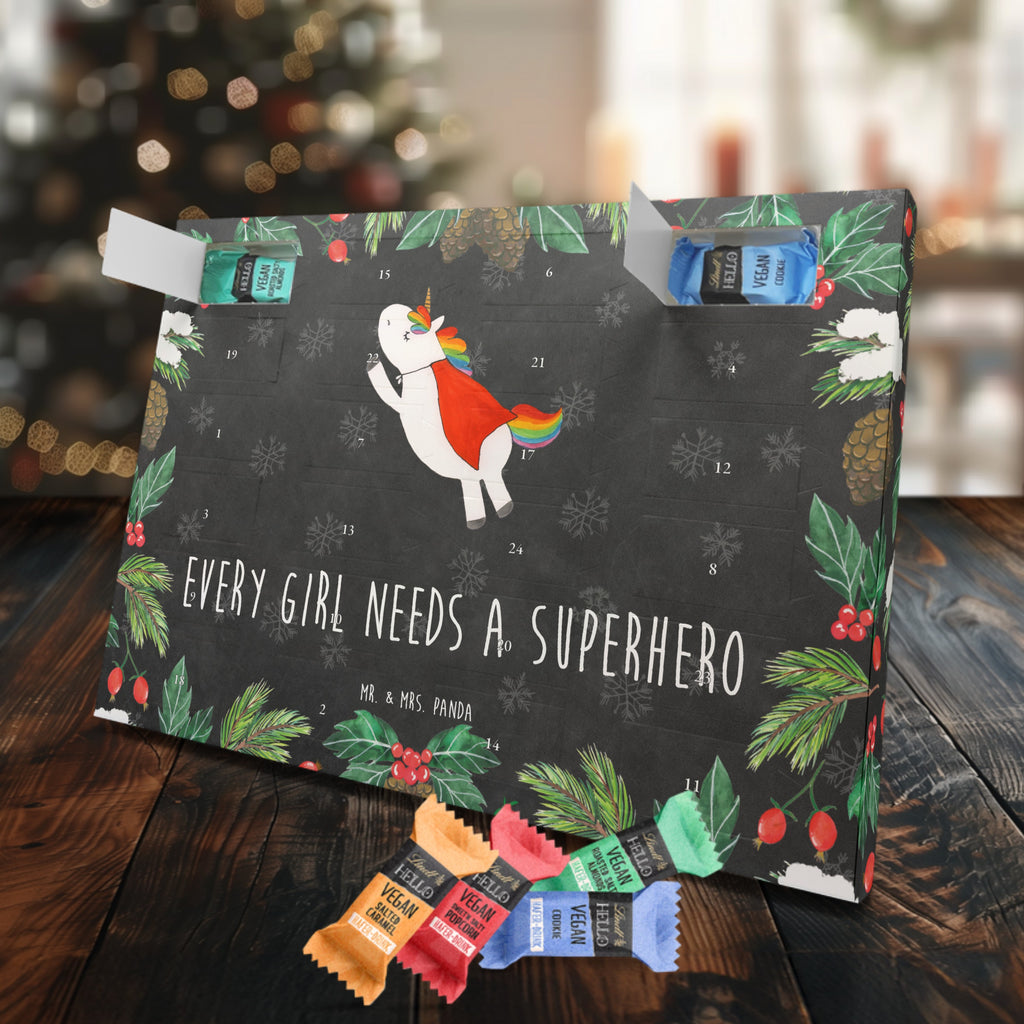 Veganer Adventskalender Einhorn Super Schokoladen Adventskalender, Einhorn, Einhörner, Einhorn Deko, Pegasus, Unicorn, Traummann, Superheld, Held, Freundin, Geschenk, Girl, Mädchen