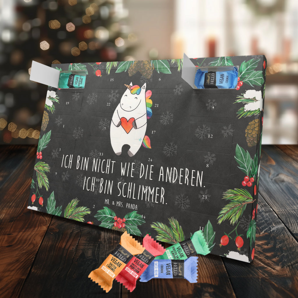 Veganer Adventskalender Einhorn Herz Schokoladen Adventskalender, Einhorn, Einhörner, Einhorn Deko, Pegasus, Unicorn, Herz, schlimm, böse, witzig, lustig, Freundin, anders, bunt