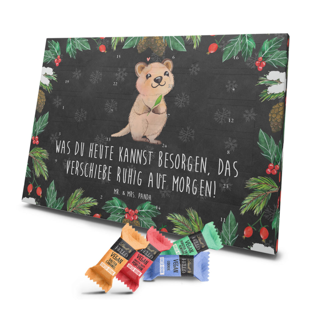 Veganer Adventskalender Quokka Happy Schokoladen Adventskalender, Tiermotive, Gute Laune, lustige Sprüche, Tiere, Quokka, Verschieben, Aufschieberitis, Lustiger Spruch, Niedliches Tier, Dinge erledigen