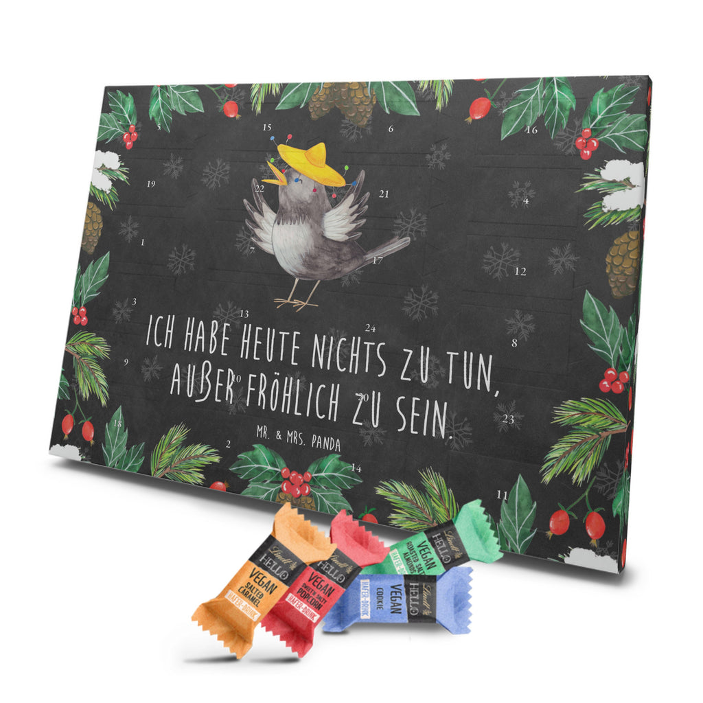 Veganer Adventskalender Rabe Sombrero Schokoladen Adventskalender, Tiermotive, Gute Laune, lustige Sprüche, Tiere, Rabe, Vogel, Vögel, Spruch positiv, fröhlich sein, glücklich sein, Glück Spruch, froh, Elster, Motivation