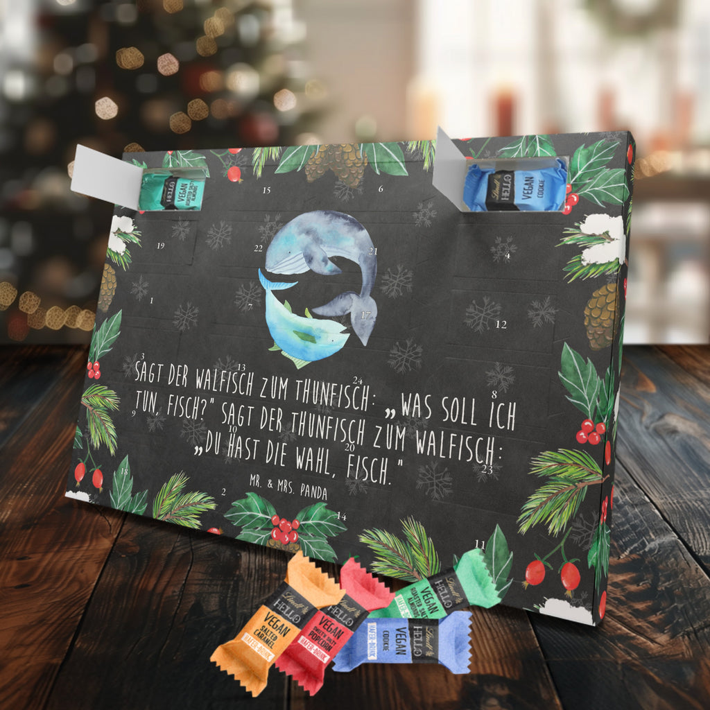 Veganer Adventskalender Walfisch Thunfisch Schokoladen Adventskalender, Tiermotive, Gute Laune, lustige Sprüche, Tiere, Wal, Wahl, Tunfisch, Wortwitz lustig, Spruch lustig, Flachwitz, Witz, Spruch des Tages, Flachwitz Geschenk