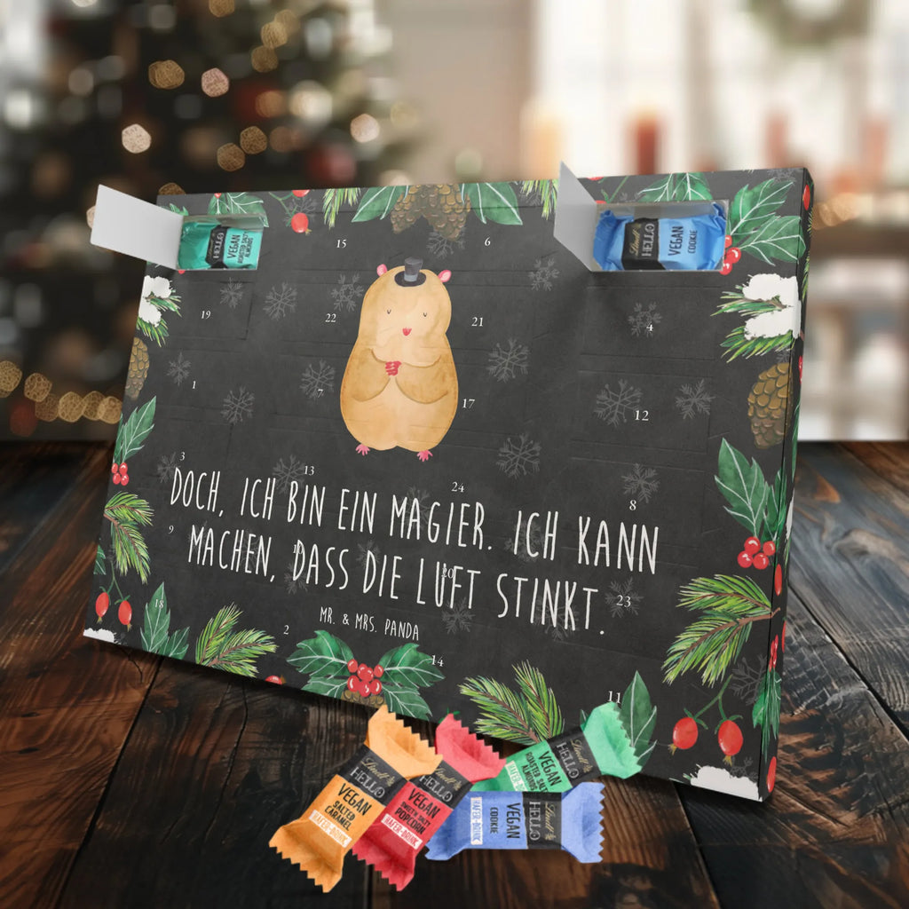 Veganer Adventskalender Hamster Hut Schokoladen Adventskalender, Tiermotive, Gute Laune, lustige Sprüche, Tiere, Hamster, Hut, Magier, Zylinder, Zwerghamster, Zauberer