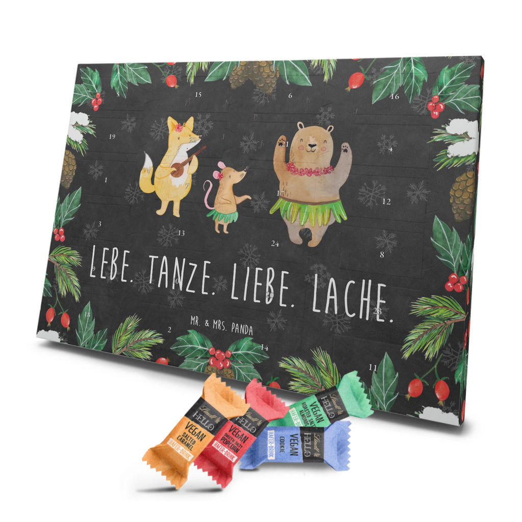 Veganer Adventskalender Waldtiere Aloha Schokoladen Adventskalender, Tiermotive, Gute Laune, lustige Sprüche, Tiere, Wald, Waldtiere, Musik, Aloha, Bär, Hase, Igel, Tanzen, Leben, Lachen