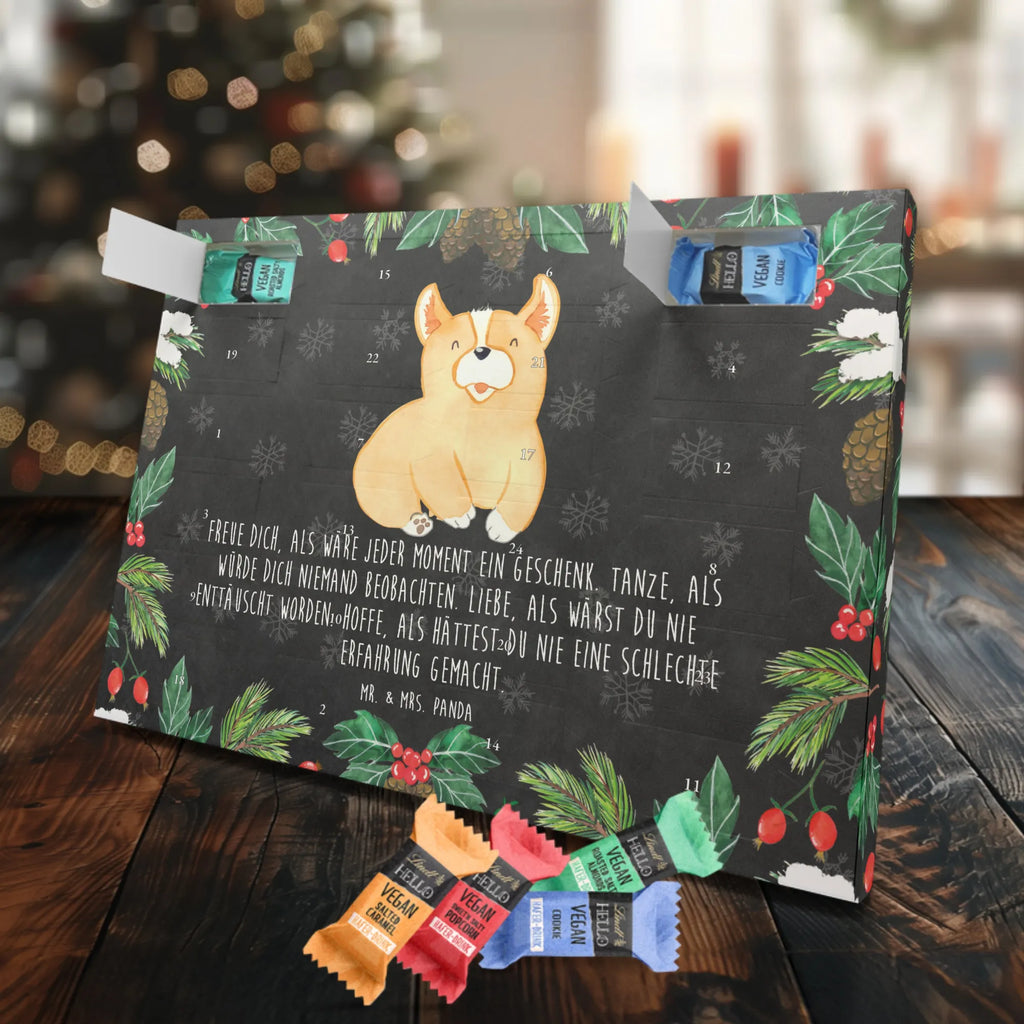 Veganer Adventskalender Corgie Schokoladen Adventskalender, Hund, Hundemotiv, Haustier, Hunderasse, Tierliebhaber, Hundebesitzer, Sprüche, Corgie, Welsh Corgie Pembroke, britisch, Motivation, Spruch, Hundespruch, Lebensfreude