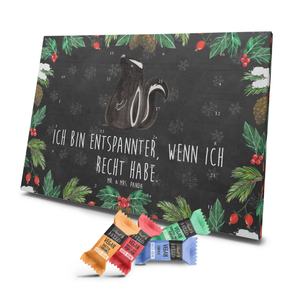 Veganer Adventskalender Stinktier Sitzen Schokoladen Adventskalender, Stinktier, Skunk, Wildtier, Raubtier, Stinker, Stinki, Spruch, Büro, Recht, Besserwisser