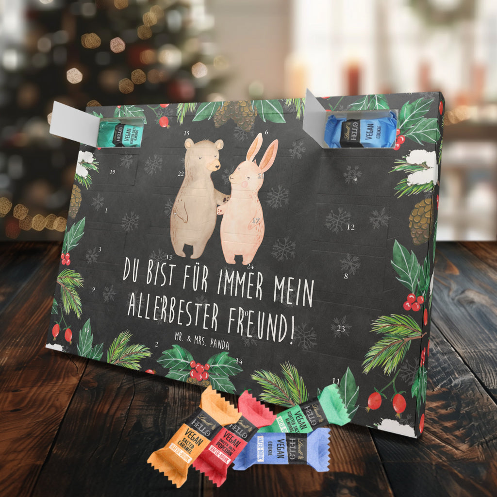 Veganer Adventskalender Bär und Hase Umarmen Schokoladen Adventskalender, Liebe, Partner, Freund, Freundin, Ehemann, Ehefrau, Heiraten, Verlobung, Heiratsantrag, Liebesgeschenk, Jahrestag, Hocheitstag, Freunde, bester Freund, Hase, Bär, Bärchen, best friends