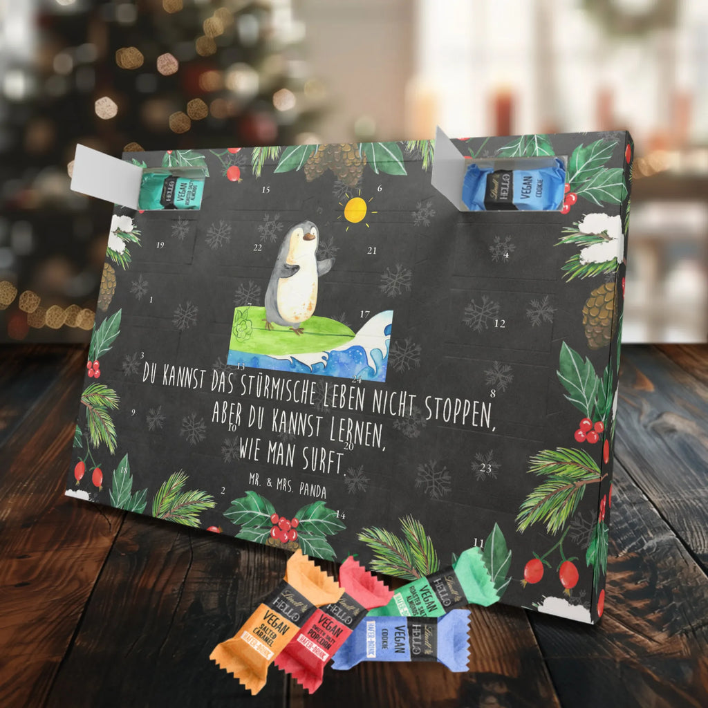 Veganer Adventskalender Pinguin Surfer Schokoladen Adventskalender, Pinguin, Pinguine, surfen, Surfer, Hawaii, Urlaub, Wellen, Wellen reiten, Portugal