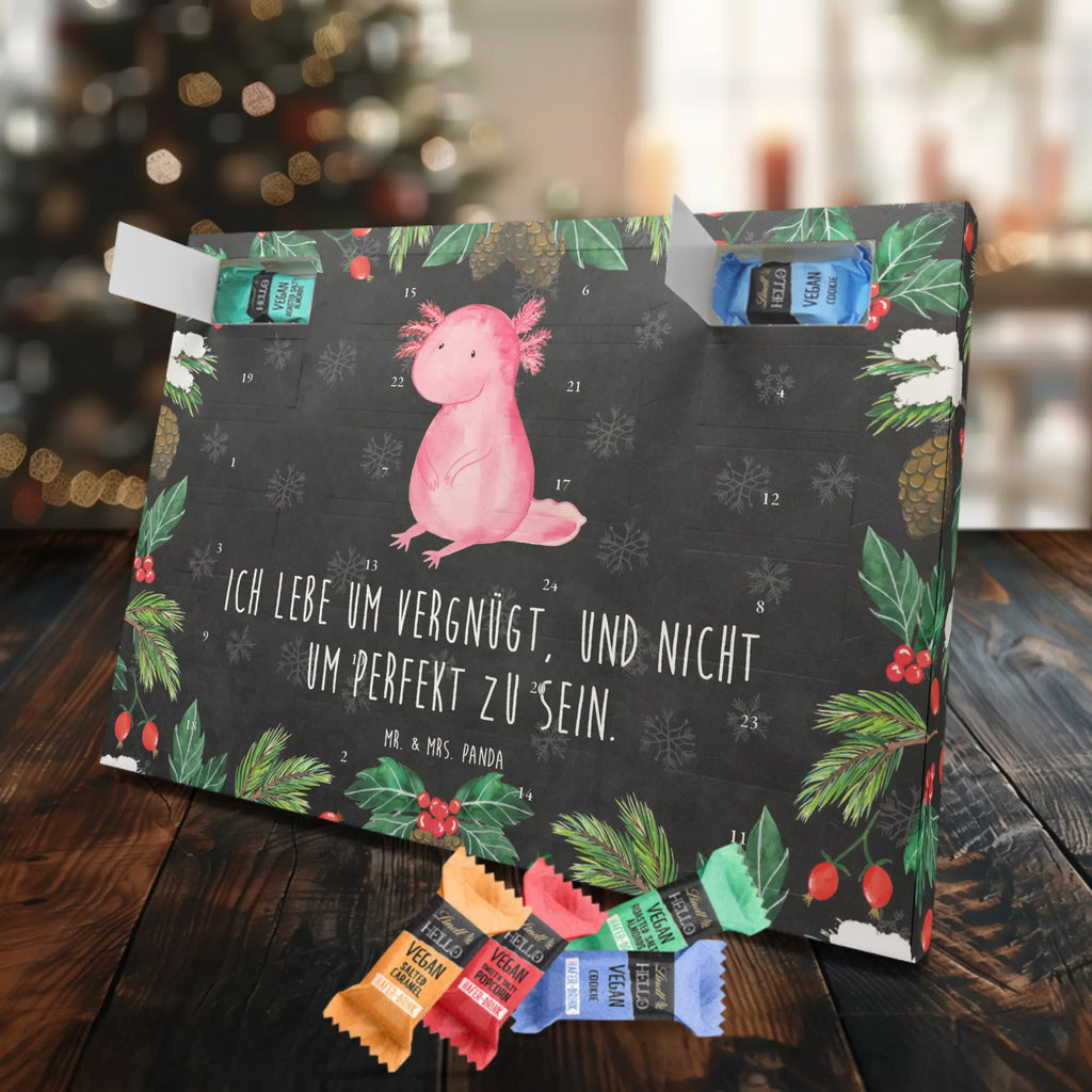 Veganer Adventskalender Axolotl null Schokoladen Adventskalender, Axolotl, Molch, Axolot, vergnügt, fröhlich, zufrieden, Lebensstil, Weisheit, Lebensweisheit, Liebe, Freundin