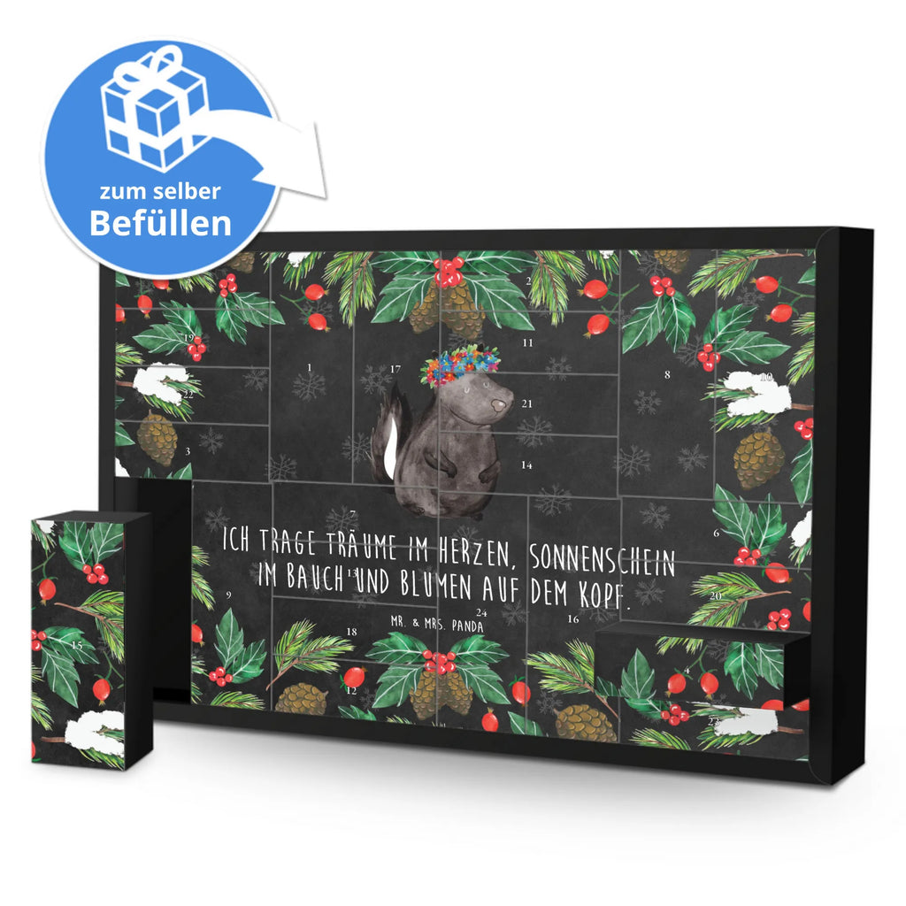 Befüllbarer Adventskalender Stinktier Mädchen Befüllbarer Adventskalender, Adventskalender zum selbst befüllen, Stinktier, Skunk, Wildtier, Raubtier, Stinker, Stinki, Yoga, Namaste