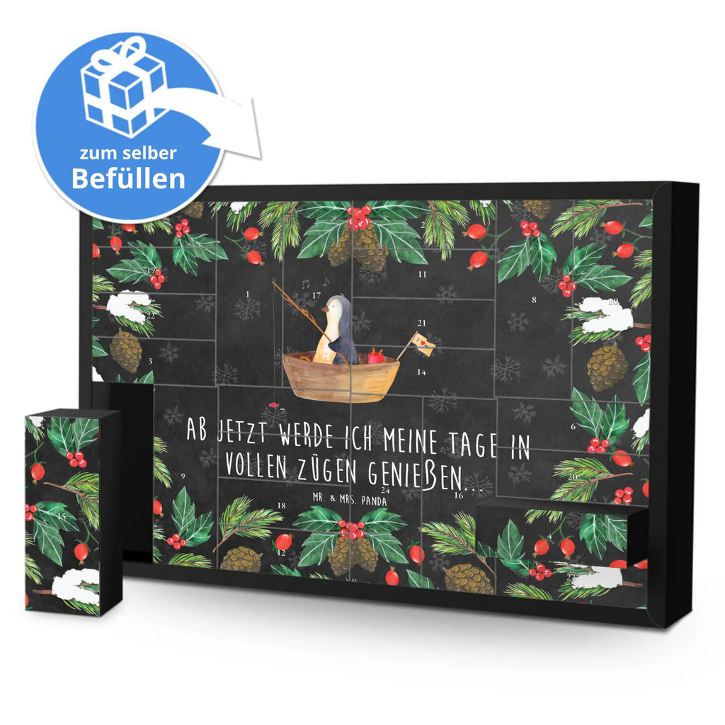 Befüllbarer Adventskalender Pinguin Angelboot Befüllbarer Adventskalender, Adventskalender zum selbst befüllen, Pinguin, Pinguine, Angeln, Boot, Angelboot, Lebenslust, Leben, genießen, Motivation, Neustart, Neuanfang, Trennung, Scheidung, Geschenkidee Liebeskummer