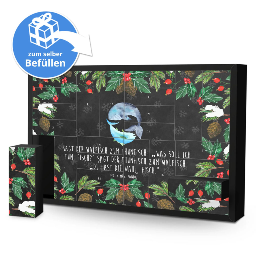 Befüllbarer Adventskalender Walfisch Thunfisch Befüllbarer Adventskalender, Adventskalender zum selbst befüllen, Tiermotive, Gute Laune, lustige Sprüche, Tiere, Wal, Wahl, Tunfisch, Wortwitz lustig, Spruch lustig, Flachwitz, Witz, Spruch des Tages, Flachwitz Geschenk