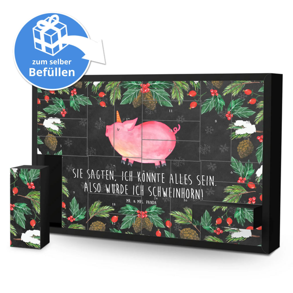 Befüllbarer Adventskalender Einhorn Schwein Befüllbarer Adventskalender, Adventskalender zum selbst befüllen, Einhorn, Einhörner, Einhorn Deko, Pegasus, Unicorn, Party, Spaß, Schwein, Schweinhorn, Bauer, witzig. lustig, Spruch, geschenk, Pig, Piggy, funny, english, englisch