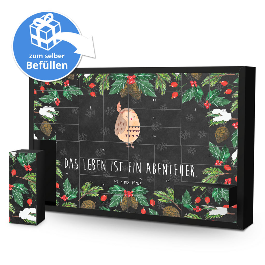 Befüllbarer Adventskalender Eule Federschmuck Befüllbarer Adventskalender, Adventskalender zum selbst befüllen, Eule, Eule Deko, Owl, Das Leben ist ein Abenteuer, Reisespruch, Federschmuck, Dekoration