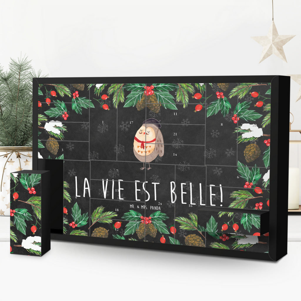 Befüllbarer Adventskalender Eule Frankreich Befüllbarer Adventskalender, Adventskalender zum selbst befüllen, Eule, Eulen, Eule Deko, Owl, hibou, La vie est belle, das Leben ist schön, Spruch schön, Spruch Französisch, Frankreich