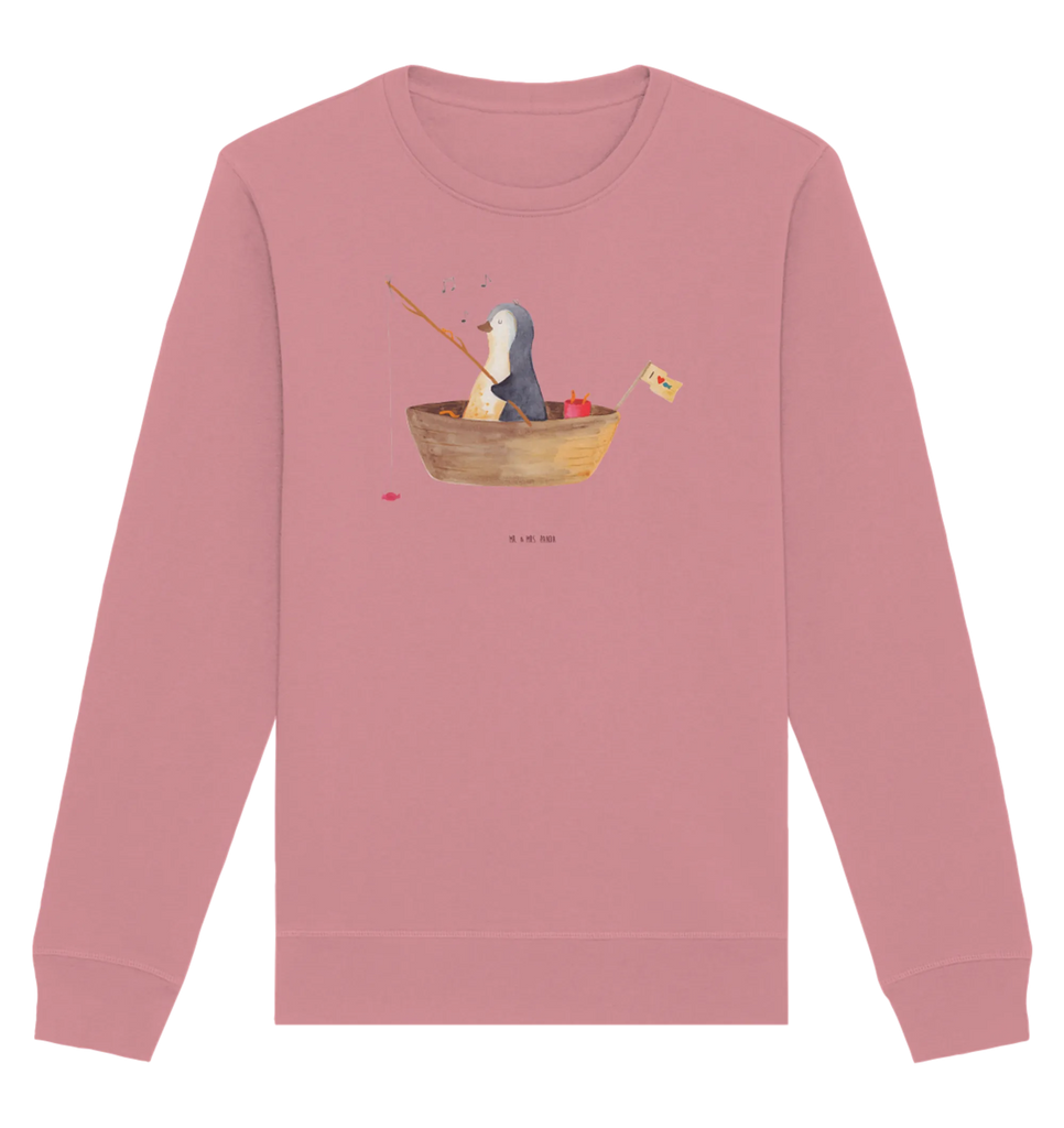 Organic Pullover Pinguin Angelboot Pullover, Pullover Männer, Pullover Frauen, Sweatshirt, Sweatshirt Männer, Sweatshirt Frauen, Unisex, Pinguin, Pinguine, Angeln, Boot, Angelboot, Lebenslust, Leben, genießen, Motivation, Neustart, Neuanfang, Trennung, Scheidung, Geschenkidee Liebeskummer