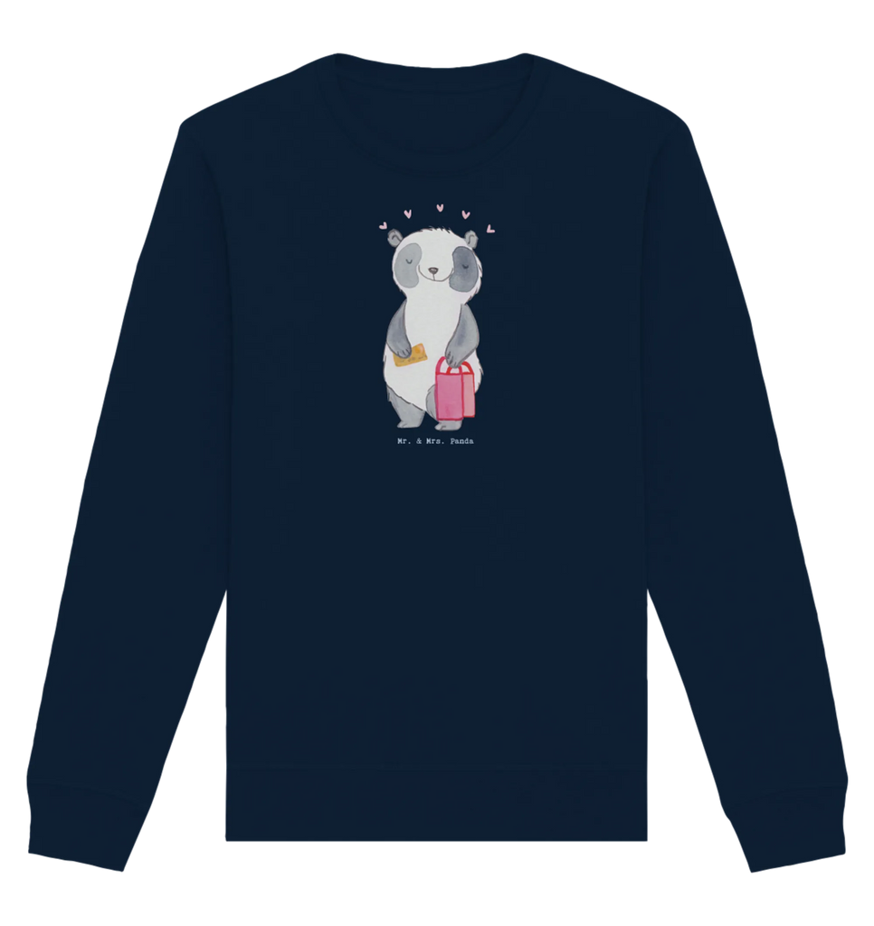 Organic Pullover Panda Shopping Pullover, Pullover Männer, Pullover Frauen, Sweatshirt, Sweatshirt Männer, Sweatshirt Frauen, Unisex, Geschenk, Sport, Sportart, Hobby, Schenken, Danke, Dankeschön, Auszeichnung, Gewinn, Sportler, Shopping, shoppen, einkaufen