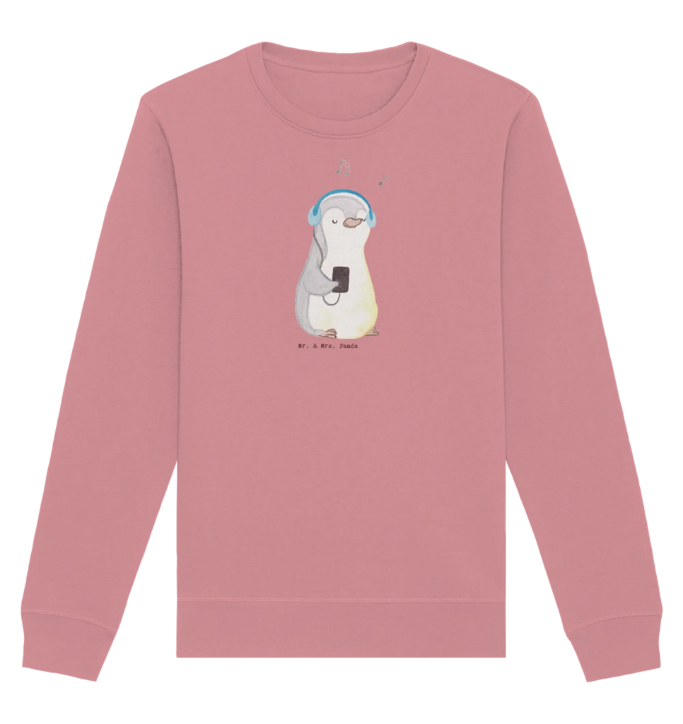 Organic Pullover Pinguin Musik hören Pullover, Pullover Männer, Pullover Frauen, Sweatshirt, Sweatshirt Männer, Sweatshirt Frauen, Unisex, Geschenk, Sport, Sportart, Hobby, Schenken, Danke, Dankeschön, Auszeichnung, Gewinn, Sportler, Musik hören, Lieblingssong