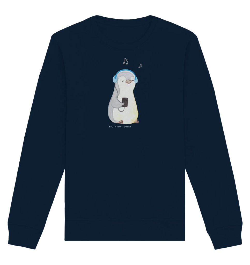 Organic Pullover Pinguin Musik hören Pullover, Pullover Männer, Pullover Frauen, Sweatshirt, Sweatshirt Männer, Sweatshirt Frauen, Unisex, Geschenk, Sport, Sportart, Hobby, Schenken, Danke, Dankeschön, Auszeichnung, Gewinn, Sportler, Musik hören, Lieblingssong