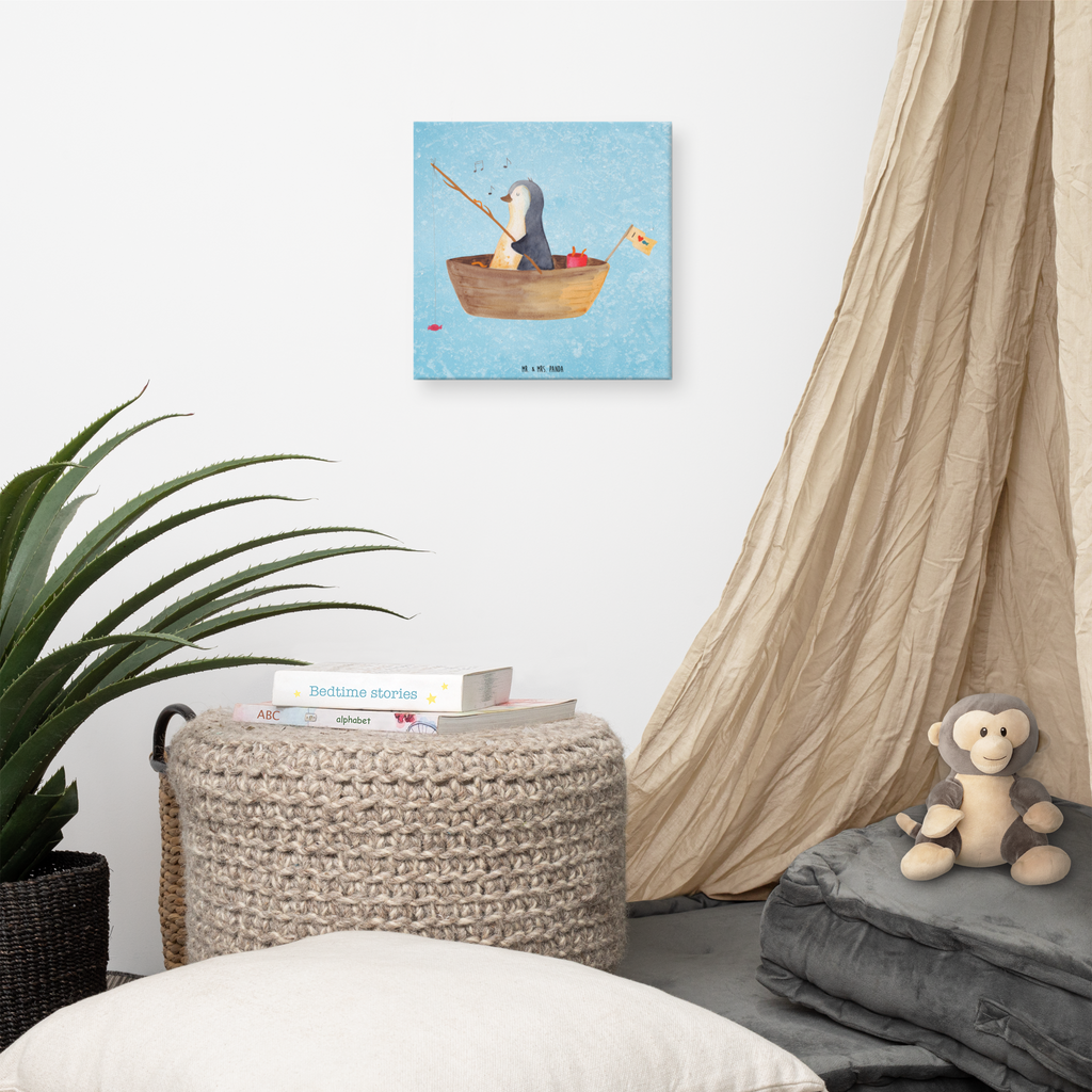 Leinwand Bild Pinguin Angelboot Leinwand, Bild, Kunstdruck, Wanddeko, Dekoration, Pinguin, Pinguine, Angeln, Boot, Angelboot, Lebenslust, Leben, genießen, Motivation, Neustart, Neuanfang, Trennung, Scheidung, Geschenkidee Liebeskummer