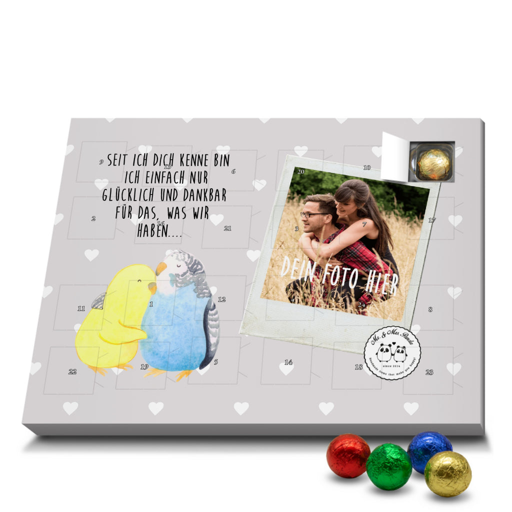 Personalisierter Schoko Foto Adventskalender Wellensittich Liebe Personalisierter Adventskalender, Adventskalender mit Namen, Liebe, Partner, Freund, Freundin, Ehemann, Ehefrau, Heiraten, Verlobung, Heiratsantrag, Liebesgeschenk, Jahrestag, Hocheitstag, Vögel, Wellensittich, Nähe, Kuscheln, Vertrauen