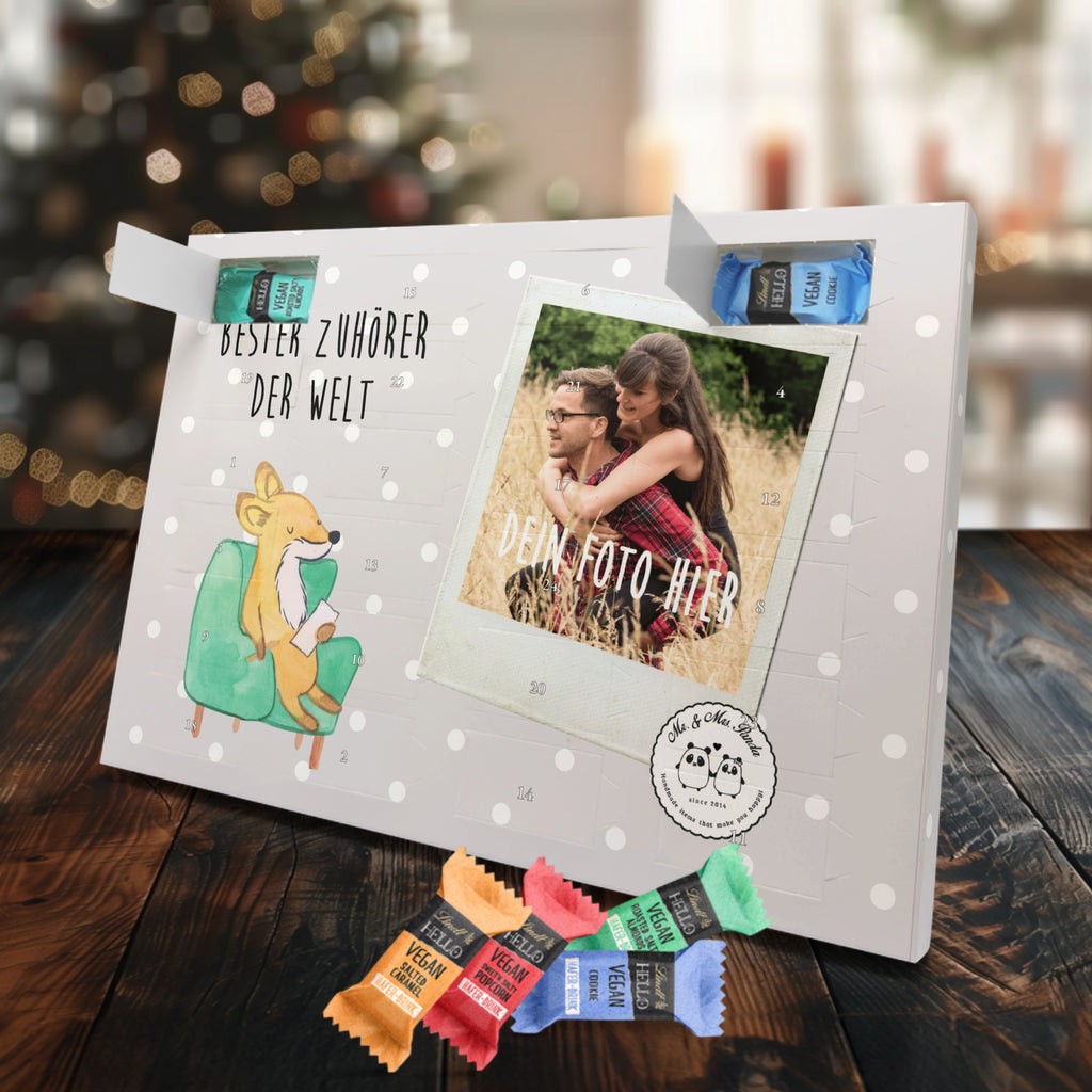 Personalisierter veganer Foto Adventskalender Fuchs Bester Zuhörer der Welt Personalisierter veganer Adventskalender, für, Dankeschön, Geschenk, Schenken, Geburtstag, Geburtstagsgeschenk, Geschenkidee, Danke, Bedanken, Mitbringsel, Freude machen, Geschenktipp, Zuhörer, Freund, Freundin, offenes Ohr, Hilfsbereit, Hilfe