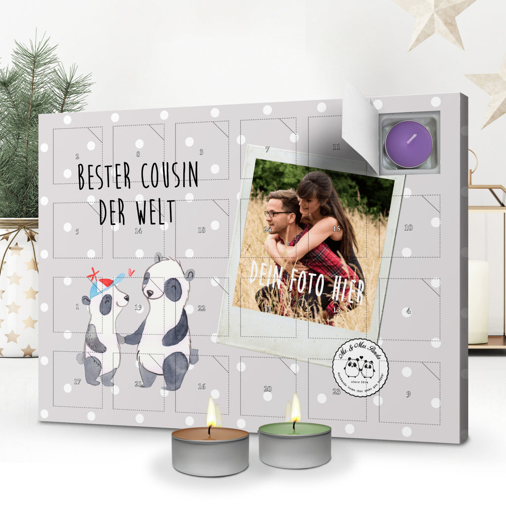 Personalisierter Duftkerzen Foto Adventskalender Panda Bester Cousin der Welt Personalisierter Duftkerzen Adventskalender, für, Dankeschön, Geschenk, Schenken, Geburtstag, Geburtstagsgeschenk, Geschenkidee, Danke, Bedanken, Mitbringsel, Freude machen, Geschenktipp, Cousin, Kousin, Vetter, Sohn von Onkel, Sohn von Tante, Familie, Verwandtschaft, Cousine