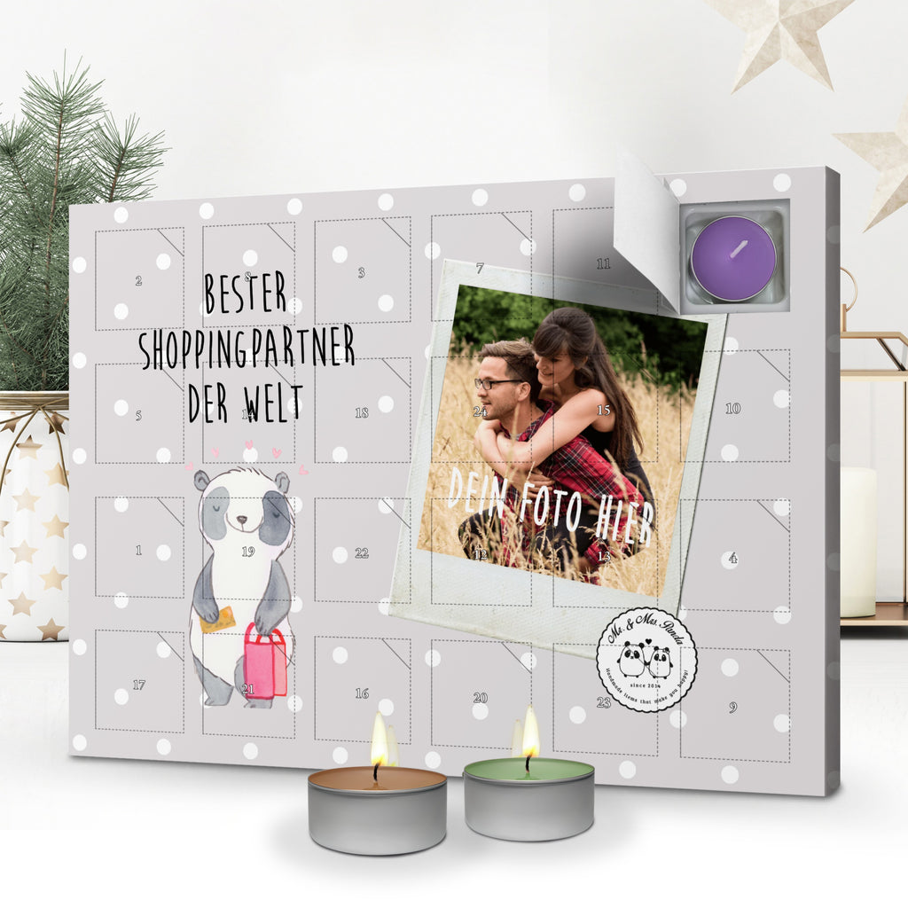 Personalisierter Duftkerzen Foto Adventskalender Panda Bester Shoppingpartner der Welt Personalisierter Duftkerzen Adventskalender, für, Dankeschön, Geschenk, Schenken, Geburtstag, Geburtstagsgeschenk, Geschenkidee, Danke, Bedanken, Mitbringsel, Freude machen, Geschenktipp, Shoppingpartner, Shoppen, Begleitung, Partner, Freundin, Freund, bff, Shopping, Einkaufen, Shopping-Queen, Queen, Bester