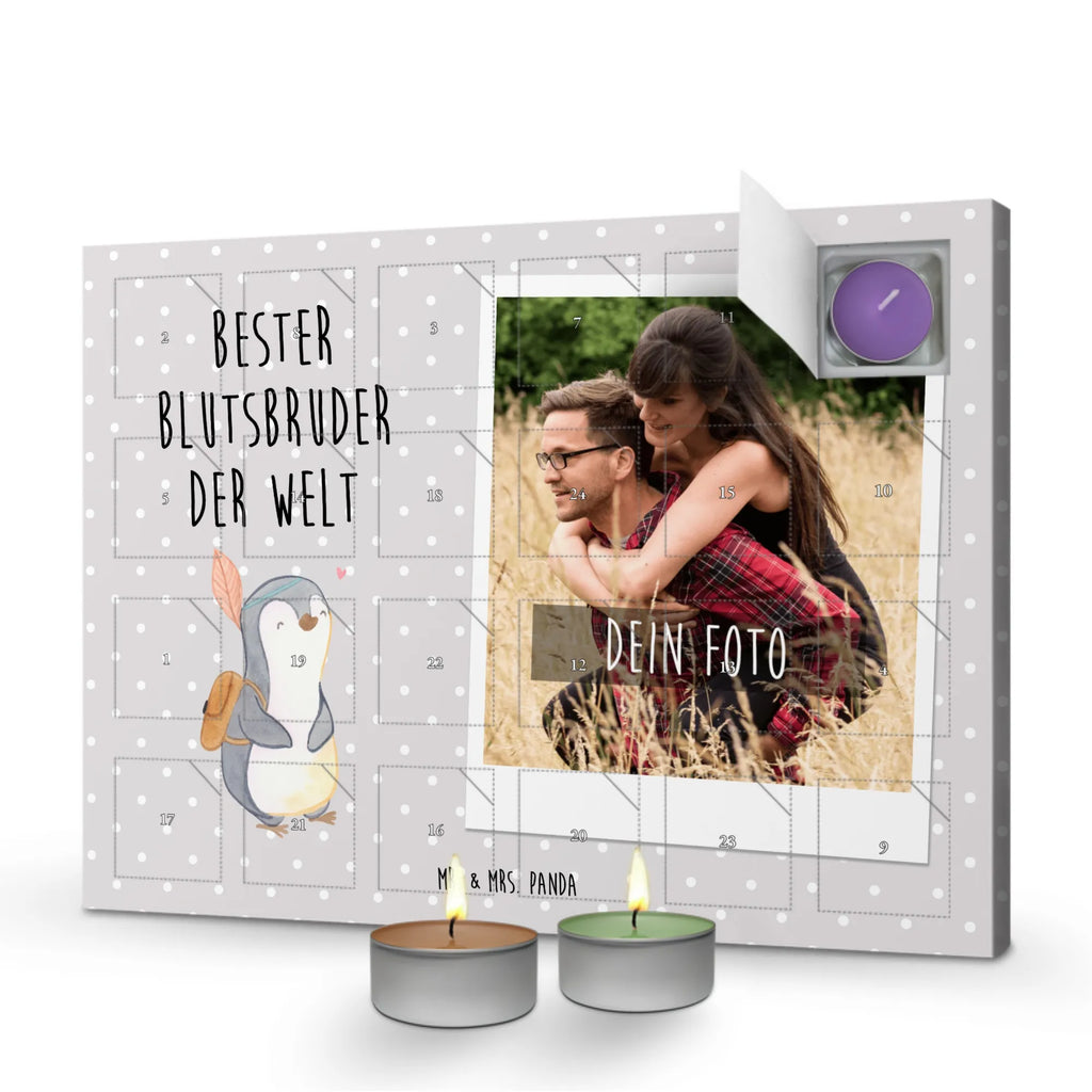 Personalisierter Duftkerzen Foto Adventskalender Pinguin Bester Blutsbruder der Welt Personalisierter Duftkerzen Foto Adventskalender, für, Dankeschön, Geschenk, Schenken, Geburtstag, Geburtstagsgeschenk, Geschenkidee, Danke, Bedanken, Mitbringsel, Freude machen, Geschenktipp, Blutsbruder, Blutsgeschwister, Freund, Brüder, Geschwister, Bruderherz, Brother, Familie, Kleinigkeit, Bester, Sido