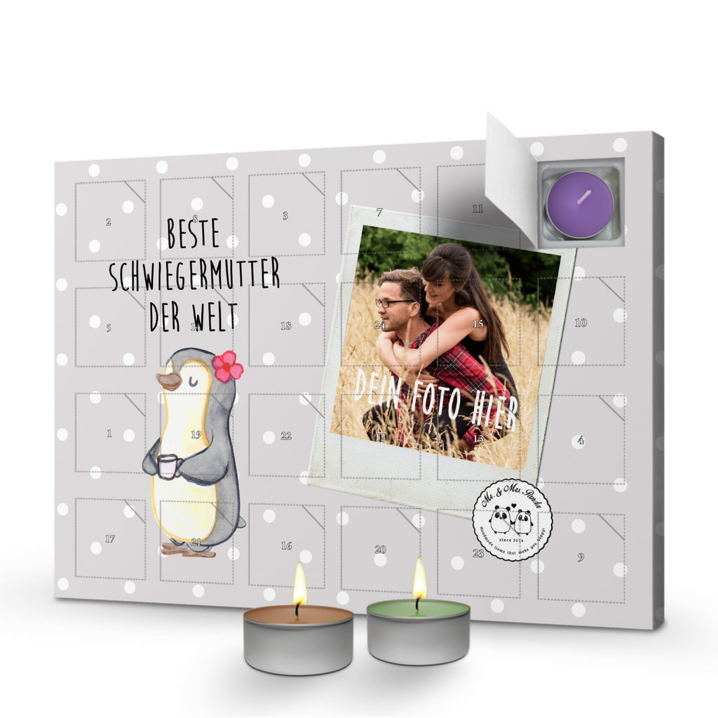 Personalisierter Duftkerzen Foto Adventskalender Pinguin Beste Schwiegermutter der Welt Personalisierter Duftkerzen Adventskalender, für, Dankeschön, Geschenk, Schenken, Geburtstag, Geburtstagsgeschenk, Geschenkidee, Danke, Bedanken, Mitbringsel, Freude machen, Geschenktipp, Schwiegermutter, Schwiegermama, Schwiegereltern, Mama, Mutter, Mutter des Ehepartners, angeheiratet