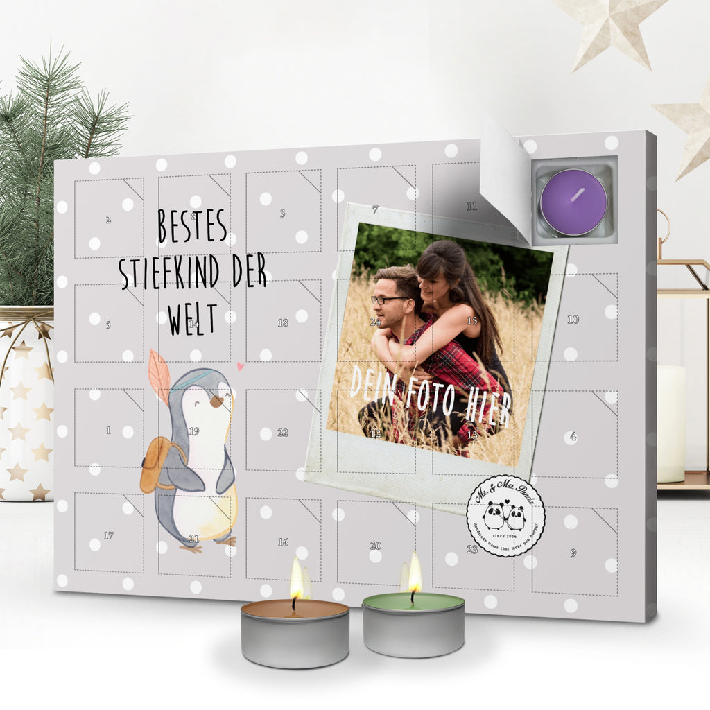 Personalisierter Duftkerzen Foto Adventskalender Pinguin Bestes Stiefkind der Welt Personalisierter Duftkerzen Adventskalender, für, Dankeschön, Geschenk, Schenken, Geburtstag, Geburtstagsgeschenk, Geschenkidee, Danke, Bedanken, Mitbringsel, Freude machen, Geschenktipp, Stiefkind, angeheiratet, Kinder, Kind, Kid, Kids, Kiddy, Bestes, Tochter, Sohn, Nachwuchs, Geburt, Liebling, Taufe