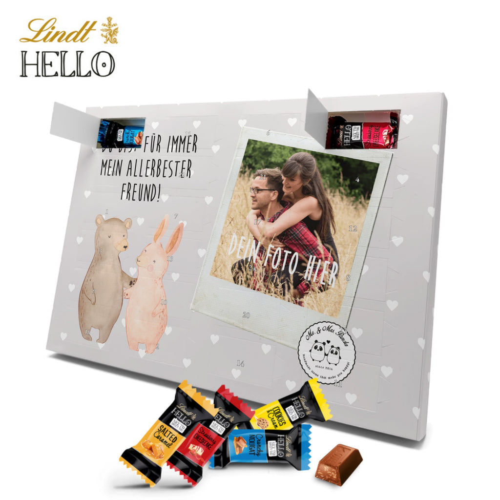 Personalisierter Markenschokolade Foto Adventskalender Bär und Hase Umarmen Personalisierter Adventskalender, Liebe, Partner, Freund, Freundin, Ehemann, Ehefrau, Heiraten, Verlobung, Heiratsantrag, Liebesgeschenk, Jahrestag, Hocheitstag, Freunde, bester Freund, Hase, Bär, Bärchen, best friends