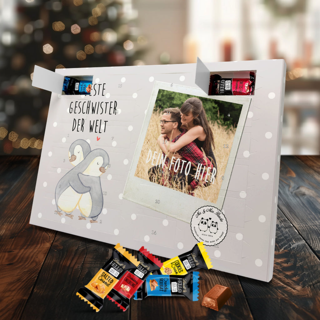 Personalisierter Markenschokolade Foto Adventskalender Pinguin Beste Geschwister der Welt Personalisierter Adventskalender, für, Dankeschön, Geschenk, Schenken, Geburtstag, Geburtstagsgeschenk, Geschenkidee, Danke, Bedanken, Mitbringsel, Freude machen, Geschenktipp, Geschwister, Geschwisterchen, Bruder, Schwester, Schwestern, Brüder, Familie, Nachwuchs