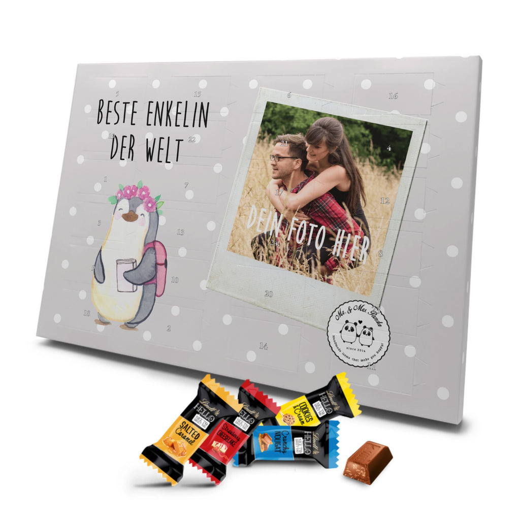 Personalisierter Markenschokolade Foto Adventskalender Pinguin Beste Enkelin der Welt Personalisierter Adventskalender, für, Dankeschön, Geschenk, Schenken, Geburtstag, Geburtstagsgeschenk, Geschenkidee, Danke, Bedanken, Mitbringsel, Freude machen, Geschenktipp, Enkelin, Enkelkind, Enkeltochter, Oma, Opa, Kind von Tochter, Kind von Sohn, Großtochter, Taufe