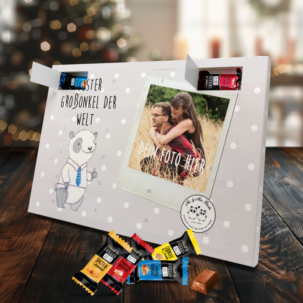 Personalisierter Markenschokolade Foto Adventskalender Panda Bester Großonkel der Welt Personalisierter Adventskalender, für, Dankeschön, Geschenk, Schenken, Geburtstag, Geburtstagsgeschenk, Geschenkidee, Danke, Bedanken, Mitbringsel, Freude machen, Geschenktipp, Großonkel, Onkel