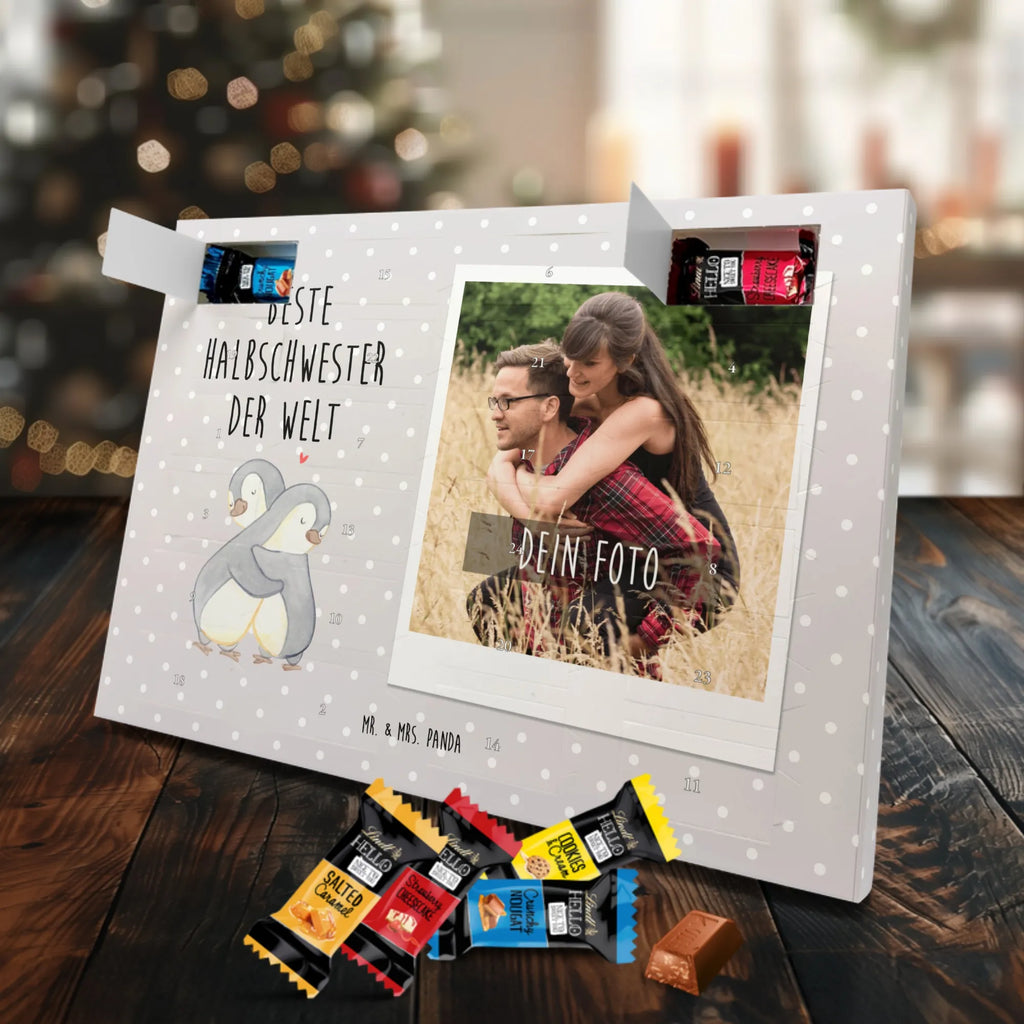 Personalisierter Markenschokolade Foto Adventskalender Pinguin Beste Halbschwester der Welt Personalisierter Markenschokolade Foto Adventskalender, für, Dankeschön, Geschenk, Schenken, Geburtstag, Geburtstagsgeschenk, Geschenkidee, Danke, Bedanken, Mitbringsel, Freude machen, Geschenktipp, Halbschwester, Stiefschwester, Stiefgeschwister, Schwestern, Schwester, Geschwister, Schwesterherz, Sister, Familie, Kleinigkeit, Beste, Tochter, Liebe, Kinder