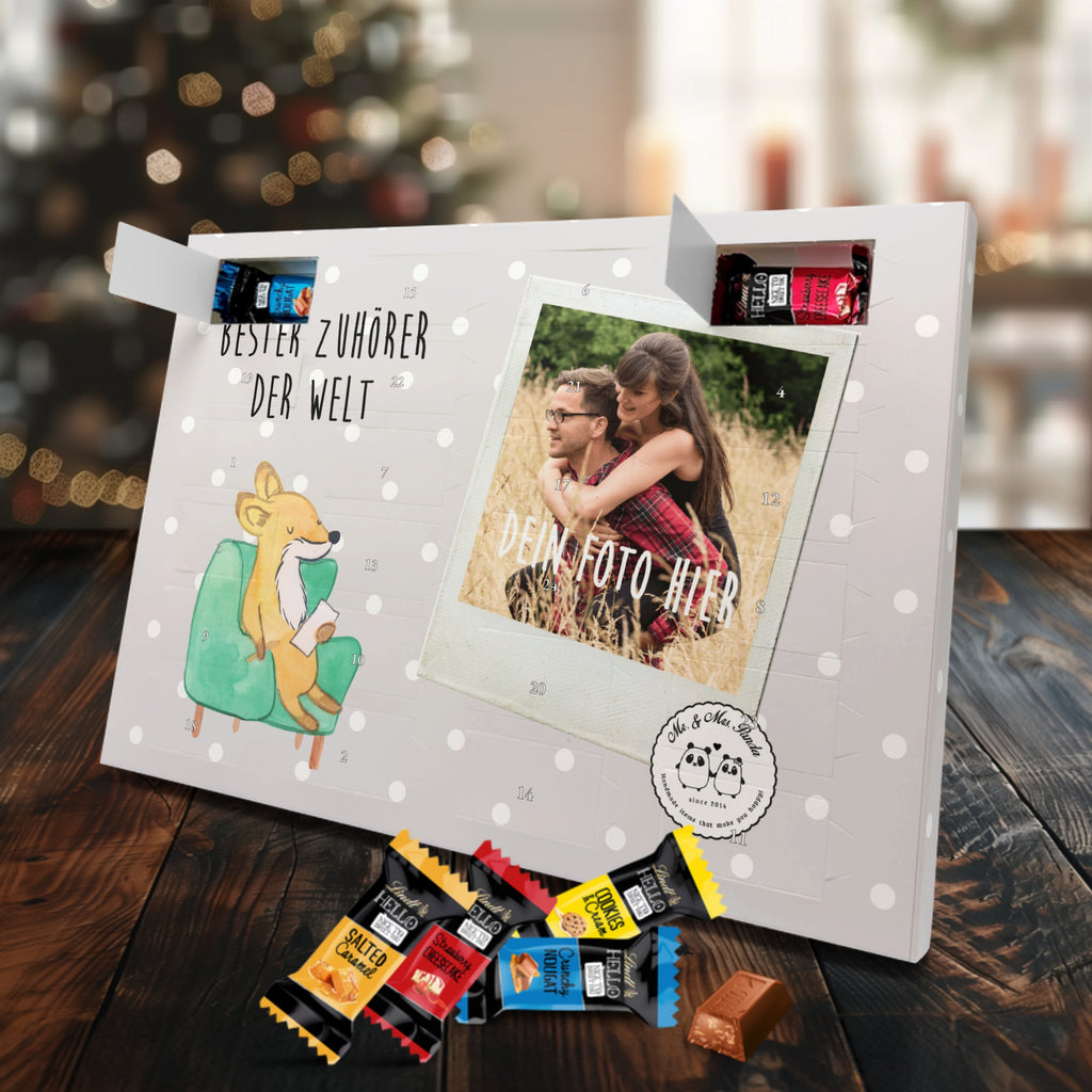 Personalisierter Markenschokolade Foto Adventskalender Fuchs Bester Zuhörer der Welt Personalisierter Adventskalender, für, Dankeschön, Geschenk, Schenken, Geburtstag, Geburtstagsgeschenk, Geschenkidee, Danke, Bedanken, Mitbringsel, Freude machen, Geschenktipp, Zuhörer, Freund, Freundin, offenes Ohr, Hilfsbereit, Hilfe