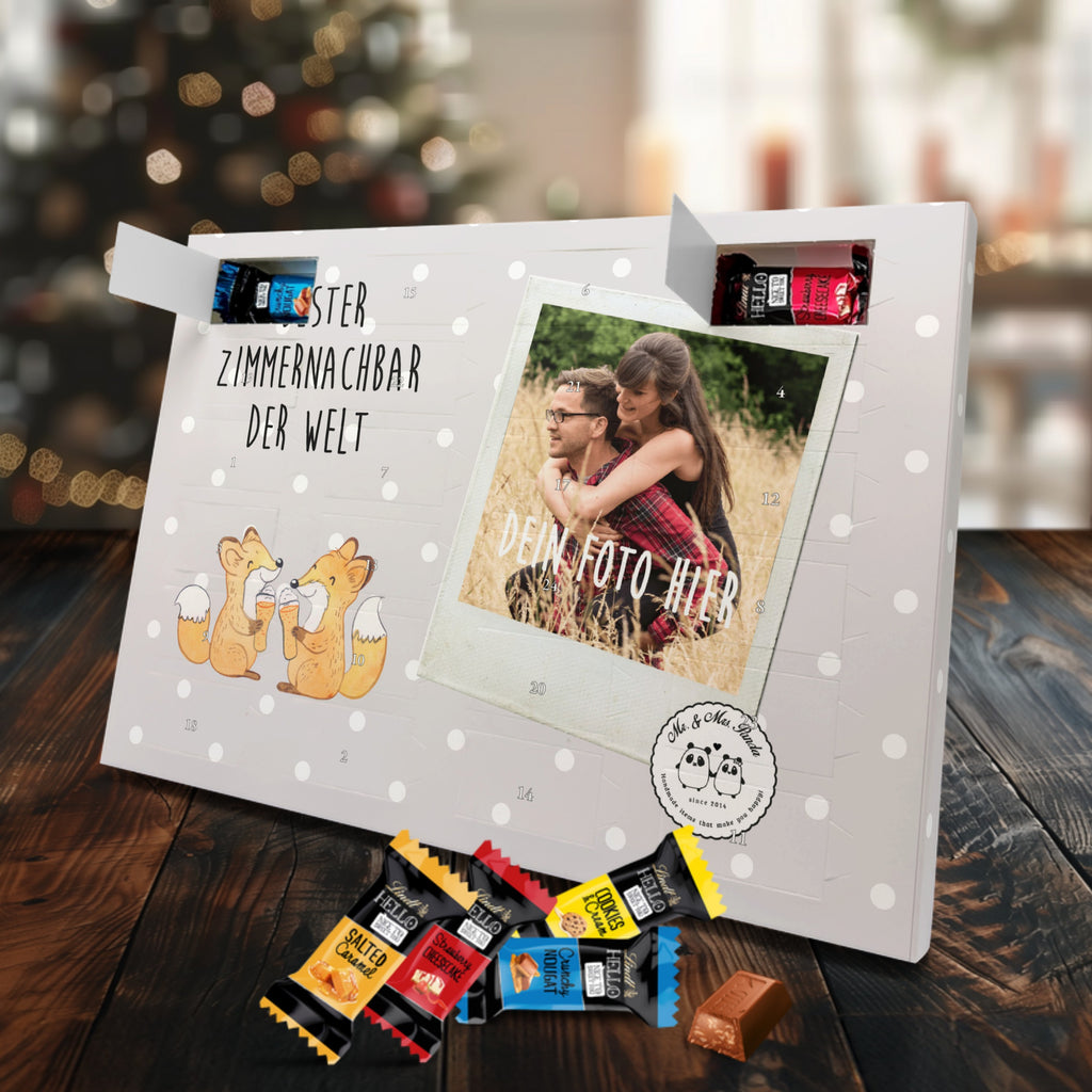 Personalisierter Markenschokolade Foto Adventskalender Fuchs Bester Zimmernachbar der Welt Personalisierter Adventskalender, für, Dankeschön, Geschenk, Schenken, Geburtstag, Geburtstagsgeschenk, Geschenkidee, Danke, Bedanken, Mitbringsel, Freude machen, Geschenktipp, Zimmernachbar, Zimmernachbarn, Zimmer, Krankenhaus, Patient, Kollegin, Wohnheim, Nachbar, WG, Studentenwohnheim