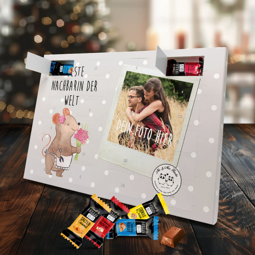 Personalisierter Markenschokolade Foto Adventskalender Maus Beste Nachbarin der Welt Personalisierter Adventskalender, für, Dankeschön, Geschenk, Schenken, Geburtstag, Geburtstagsgeschenk, Geschenkidee, Danke, Bedanken, Mitbringsel, Freude machen, Geschenktipp, Nachbarin, Nachbarn, Nachbarschaft, Freundin, Angrenzer, Anwohnerin, Bewohnerin, Freundschaft