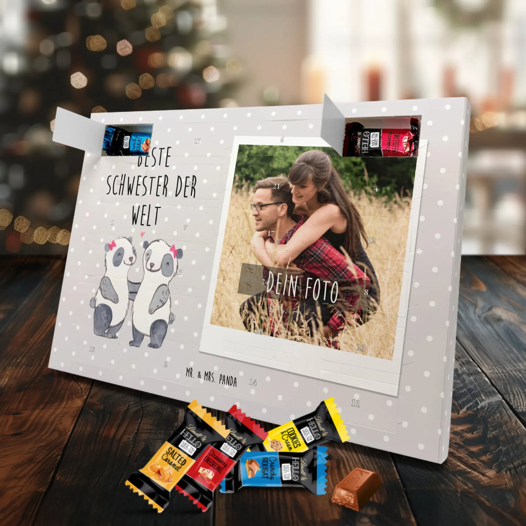 Personalisierter Markenschokolade Foto Adventskalender Panda Beste Schwester der Welt Personalisierter Markenschokolade Foto Adventskalender, für, Dankeschön, Geschenk, Schenken, Geburtstag, Geburtstagsgeschenk, Geschenkidee, Danke, Bedanken, Mitbringsel, Freude machen, Geschenktipp, Schwestern, Schwester, Geschwister, Schwesterherz, Sister, Familie, Kleinigkeit, Beste, Tochter, Liebe, Kinder