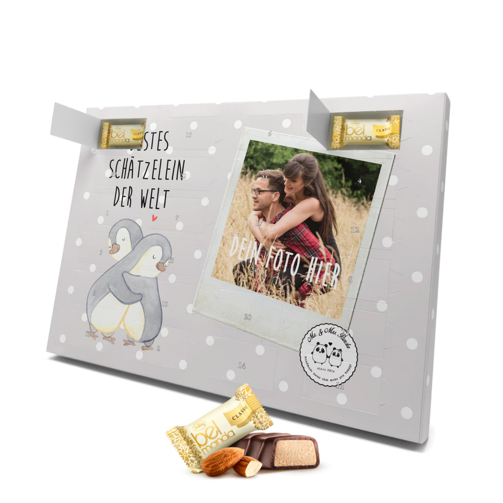 Personalisierter Marzipan Foto Adventskalender Pinguin Bestes Schätzelein der Welt Personalisierter Marzipan Adventskalender, für, Dankeschön, Geschenk, Schenken, Geburtstag, Geburtstagsgeschenk, Geschenkidee, Danke, Bedanken, Mitbringsel, Freude machen, Geschenktipp, Schätzelein, Schätzchen, Schatz, Schatzi, Ehemann, Ehefrau, Freundin, Freund, Frau, Mann, Kosename, Hochzeitstag