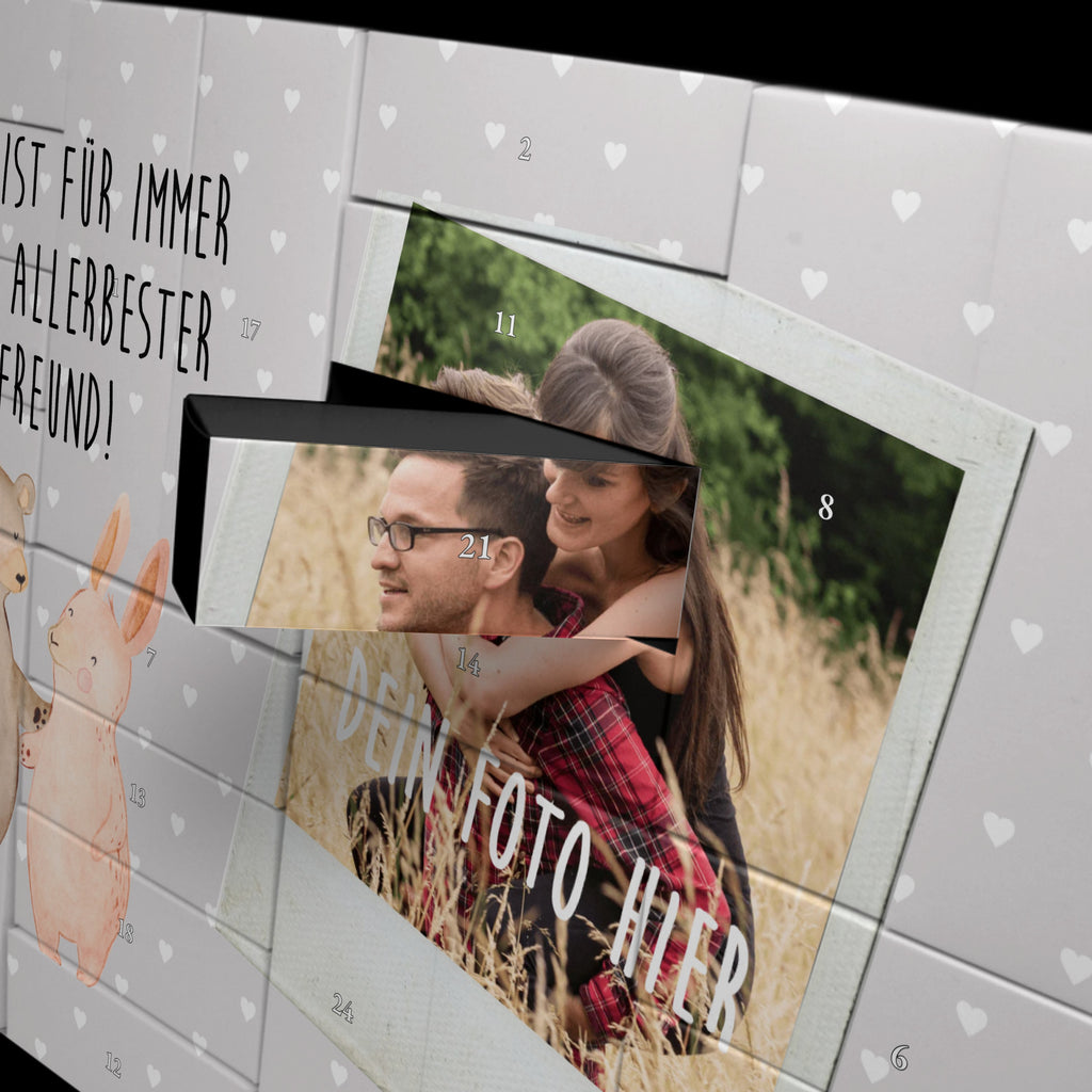 Personalisierter Befüllbarer Foto Adventskalender Bär und Hase Umarmen Befüllbarer Adventskalender, Adventskalender zum selbst befüllen, Liebe, Partner, Freund, Freundin, Ehemann, Ehefrau, Heiraten, Verlobung, Heiratsantrag, Liebesgeschenk, Jahrestag, Hocheitstag, Freunde, bester Freund, Hase, Bär, Bärchen, best friends